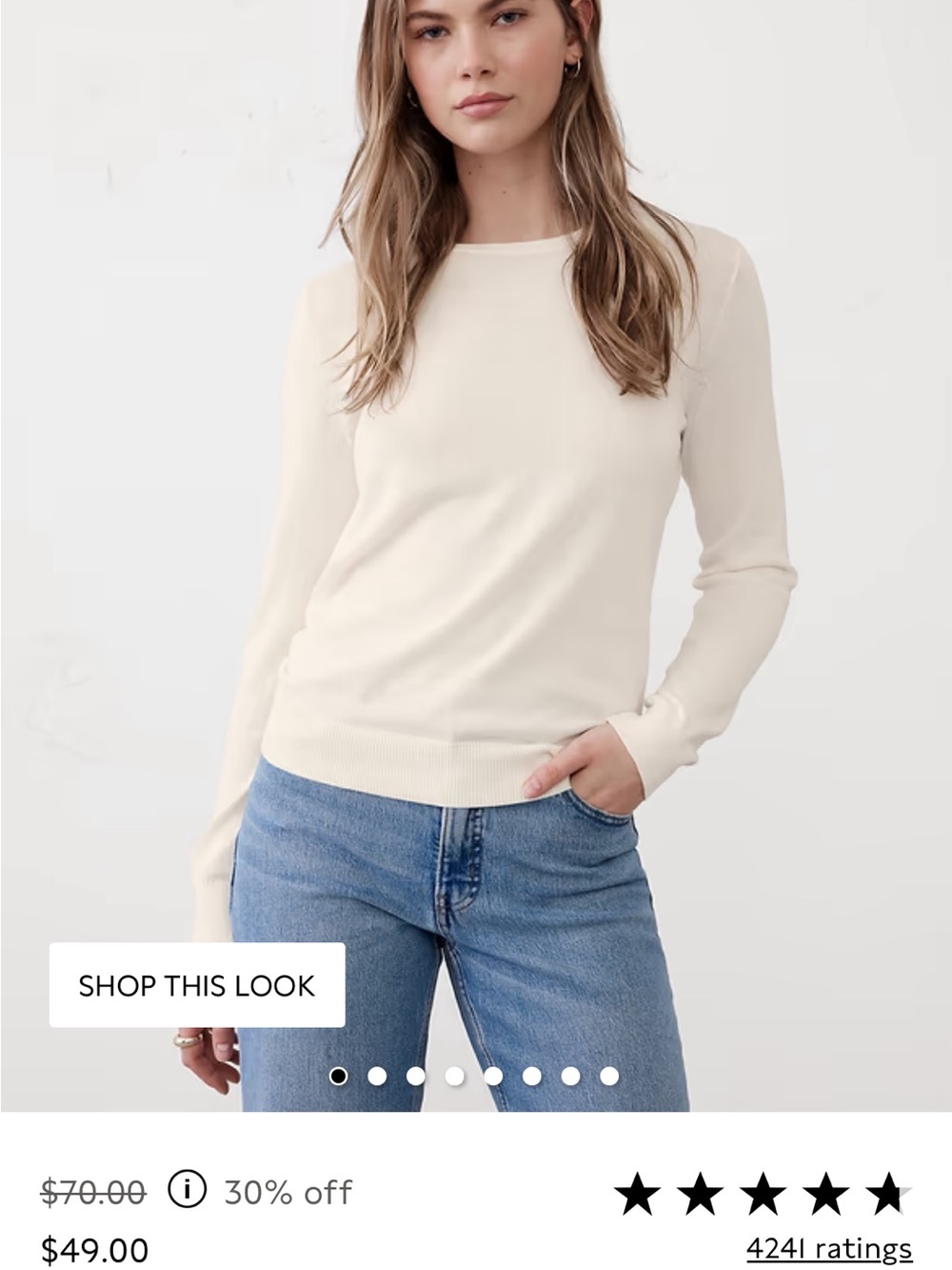 Banana Republic thin cream Crewneck Sweater